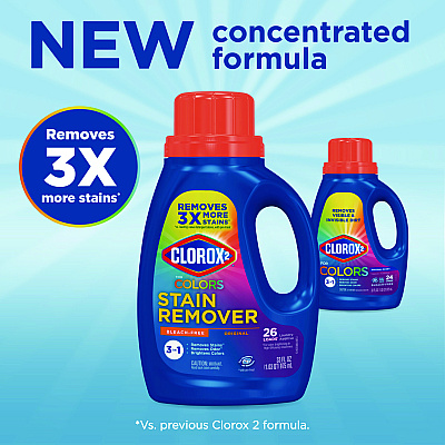 Clorox 2 For Colors Stain Remover and Laundry Additive, Regular, 33 oz Bottle, 6/Carton (CLO30037)
