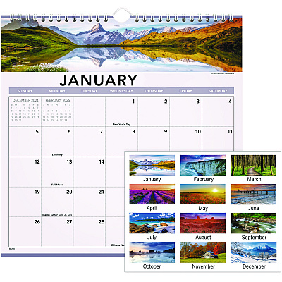 AT-A-GLANCE Landscape Monthly Wall Calendar, Landscapes Photography, 12 x 12, White/Multicolor Sheets, 12-Month (Jan to Dec): 2026 (88200)