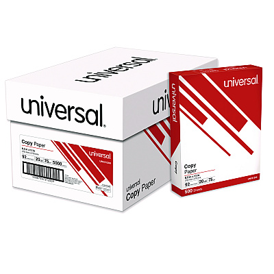 Universal Copy Paper, 92 Bright, 20 lb Bond Weight, 8.5 x 11, White, 500 Sheets/Ream, 10 Reams/Carton, 40 Cartons/Pallet (UNV21200PLT)