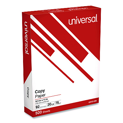 Universal Copy Paper, 92 Bright, 20 lb Bond Weight, 8.5 x 11, White, 500 Sheets/Ream, 10 Reams/Carton, 40 Cartons/Pallet (UNV21200PLT)