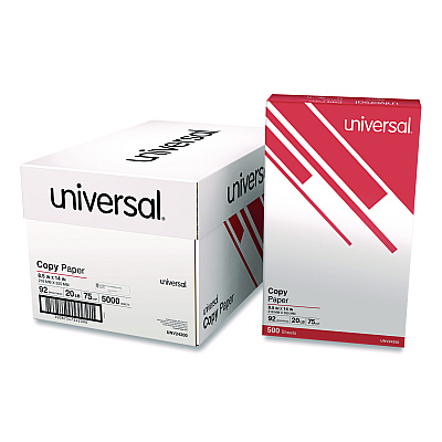 Universal Legal Size Copy Paper, 92 Bright, 20 lb Bond Weight, 8.5 x 14, White, 500 Sheets/Ream, 10 Reams/Carton, 30 Cartons/Pallet (UNV24200PLT)