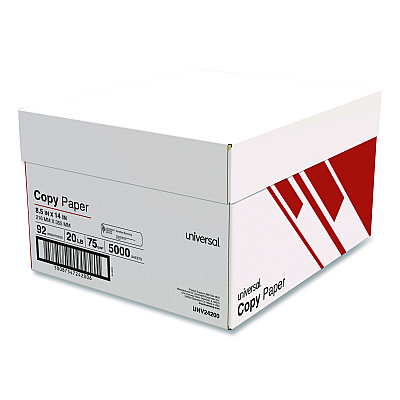 Universal Legal Size Copy Paper, 92 Bright, 20 lb Bond Weight, 8.5 x 14, White, 500 Sheets/Ream, 10 Reams/Carton, 30 Cartons/Pallet (UNV24200PLT)