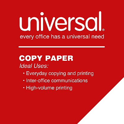 Universal High-Bright Multipurpose Paper, 20 lb Bond Weight, 8.5 x 11, White, 500 Sheets/Ream, 10 Reams/Carton (UNV91200)