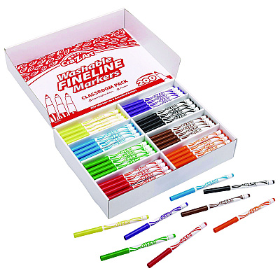 Cra-Z-Art Washable Fineline Markers Classpack, Fine Bullet Tip, Eight Assorted Colors, 200/Set (CZA740071)