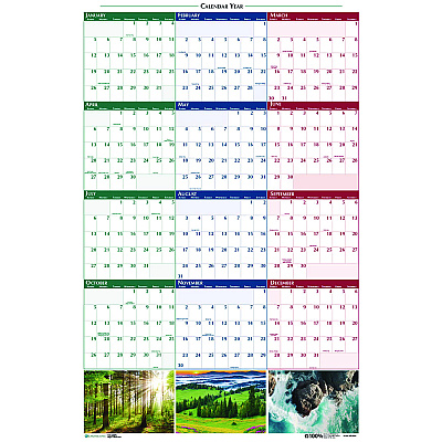 House of Doolittle Earthscapes Recycled Reversible/Erasable Yearly Wall Calendar, Nature Photos, 18 x 24, White Sheets, 12-Month (Jan-Dec): 2026 (3930)