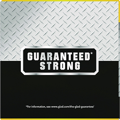 Glad Guaranteed Strong Large Drawstring Trash Bags, Three-Ply, 30 gal, 1.05 mil, 30" x 33", Black, 15 Bags/Box, 6 Boxes/Carton (CLO78966)