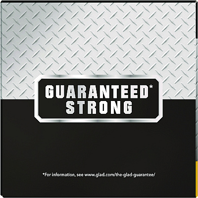 Glad Guaranteed Strong Large Drawstring Trash Bags, Three-Ply, 30 gal, 1.05 mil, 30" x 33", Black, 15 Bags/Box, 6 Boxes/Carton (CLO78966)