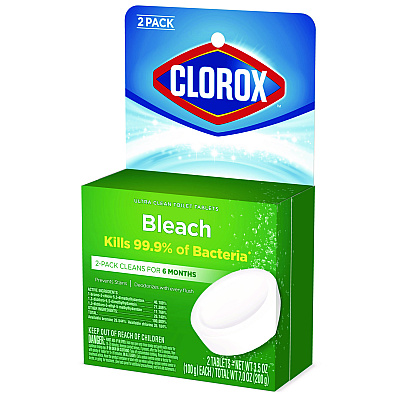 Clorox Ultra Clean Toilet Tablets Bleach, 3.5 oz Tablet, 2/Pack (CLO30024PK)
