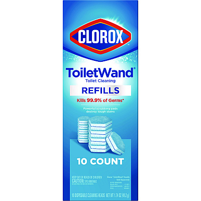 Clorox Disinfecting ToiletWand Refill Heads, Blue/White, 10/Pack, 6 Packs/Carton (CLO31620)