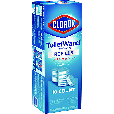 Clorox Disinfecting ToiletWand Refill Heads, Blue/White, 10/Pack, 6 Packs/Carton (CLO31620)
