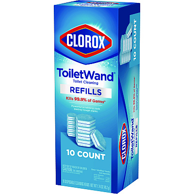 Clorox Disinfecting ToiletWand Refill Heads, Blue/White, 10/Pack, 6 Packs/Carton (CLO31620)