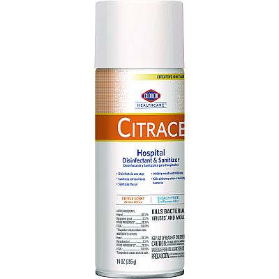 Clorox Healthcare Citrace Hospital Disinfectant and Sanitizer, Citrus, 14 oz Aerosol Spray, 12/Carton (CLO49100)