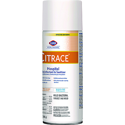 Clorox Healthcare Citrace Hospital Disinfectant and Sanitizer, Citrus, 14 oz Aerosol Spray, 12/Carton (CLO49100)