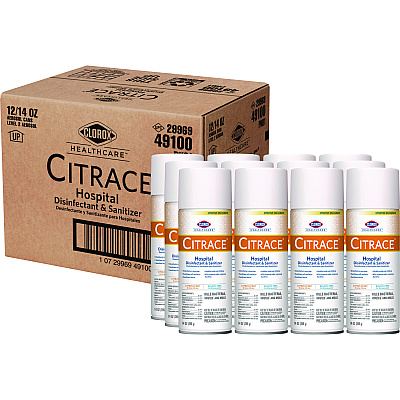 Clorox Healthcare Citrace Hospital Disinfectant and Sanitizer, Citrus, 14 oz Aerosol Spray, 12/Carton (CLO49100)