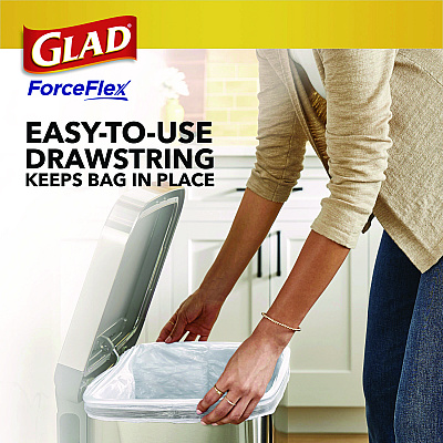 Glad ForceFlex Kitchen Drawstring Trash Bags, 13 gal, Gain Original Scent, 24" x 27.38", White, 80 Bags/Box, 3 Boxes/Carton (CLO78900)