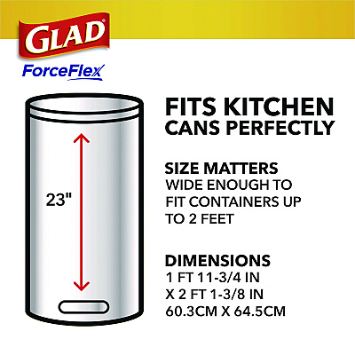 Glad ForceFlex Kitchen Drawstring Trash Bags, 13 gal, Gain Original Scent, 24" x 27.38", White, 80/Box (CLO78900BX)