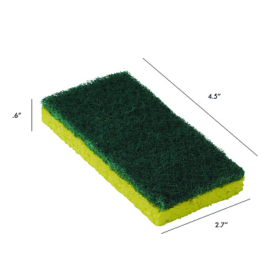 Americo Resort Cut Scrub Sponge, Medium Duty, 6.25 x 3.18, Green/Yellow, 40/Carton (AMF551013)