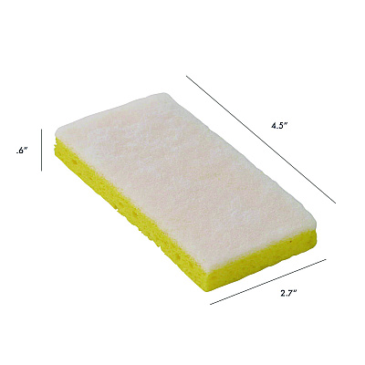 Americo Resort Cut Scrub Sponge, Light Duty, 6.25 x 3.18, White/Yellow, 40/Carton (AMF551026)
