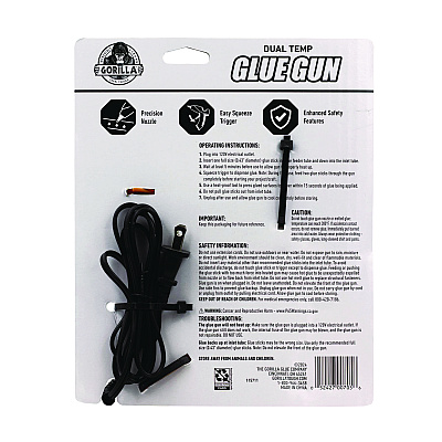 Gorilla Dual Temp Hot Glue Gun, Orange/Black (GOR100424)