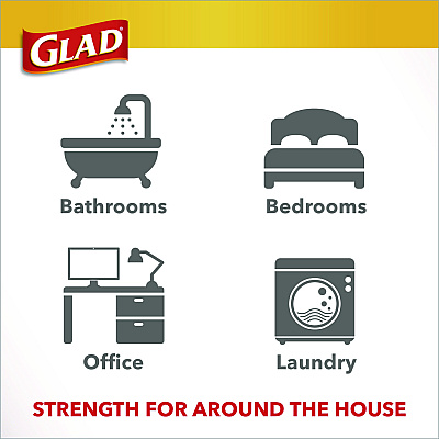 Glad OdorShield Quick-Tie Small Trash Bags, Tie-Flap, 4 gal, Fresh Clean Scent, 8" x 18", White, 26 Bags/Box, 6 Boxes/Carton (CLO78812)