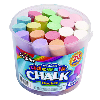 Cra-Z-Art Washable Sidewalk Jumbo Chalk in Storage Bucket with Lid and Handle, 12.63", 20 Assorted Colors (CZA108076)