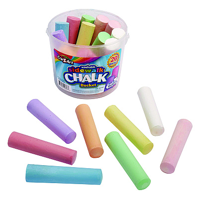Cra-Z-Art Washable Sidewalk Jumbo Chalk in Storage Bucket with Lid and Handle, 12.63", 20 Assorted Colors (CZA108076)
