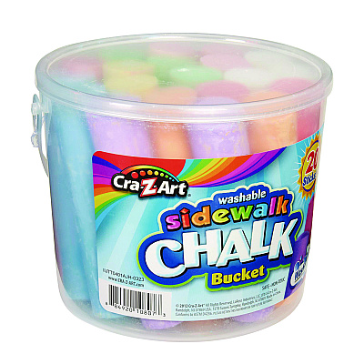 Cra-Z-Art Washable Sidewalk Jumbo Chalk in Storage Bucket with Lid and Handle, 12.63", 20 Assorted Colors (CZA108076)