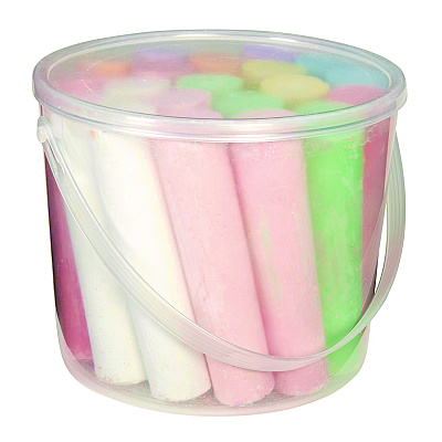 Cra-Z-Art Washable Sidewalk Jumbo Chalk in Storage Bucket with Lid and Handle, 12.63", 20 Assorted Colors (CZA108076)