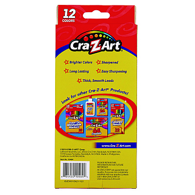 Cra-Z-Art Colored Pencils, 12 Assorted Lead and Barrel Colors, 12/Set (CZA1040472)