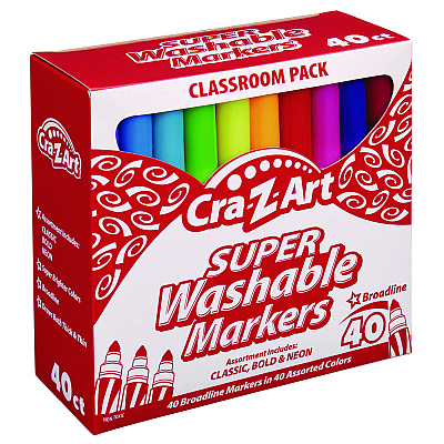 Cra-Z-Art Super Washable Markers, Broad Bullet Tip, Assorted Colors, 40/Set (CZA740106)