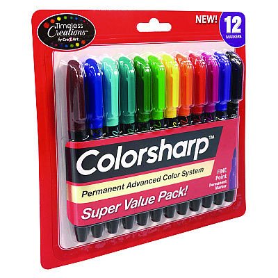 Cra-Z-Art Colorsharp Permanent Markers, Fine Bullet Tip, Assorted Colors, 12/Set (CZA4461024)