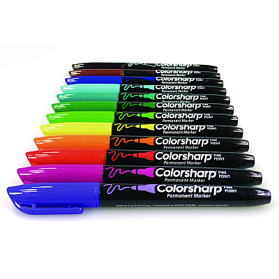 Cra-Z-Art Colorsharp Permanent Markers, Fine Bullet Tip, Assorted Colors, 12/Set (CZA4461024)