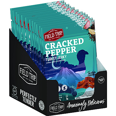 Field Trip Turkey Jerky, Cracked Pepper Turkey, 1 oz Bag, 12 Bags/Carton (FLTFLD00508)