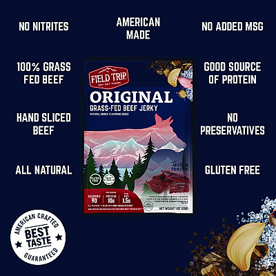 Field Trip Beef Jerky, Original, 1 oz Bag, 12 Bags/Carton (FLTFLD00503)