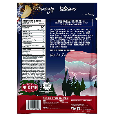 Field Trip Beef Jerky, Original, 1 oz Bag, 12 Bags/Carton (FLTFLD00503)