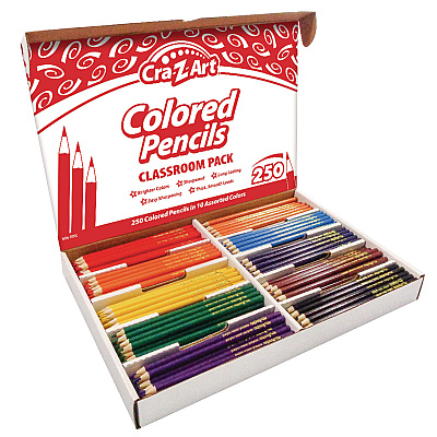 Cra-Z-Art Colored Pencils Classpack, 10 Assorted Lead and Barrel Colors, 10 Pencils/Set, 25 Sets/Carton (CZA740011)