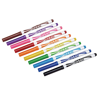 Cra-Z-Art Washable SuperTip Markers, Fine/Broad Bullet Tips, Assorted Colors, 10/Set (CZA1007348)