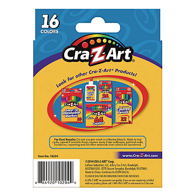 Cra-Z-Art Washable Jumbo Crayons, 16 Assorted Colors, 16/Pack (CZA1020448)