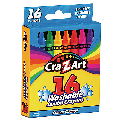 Cra-Z-Art Washable Jumbo Crayons, 16 Assorted Colors, 16/Pack (CZA1020448)