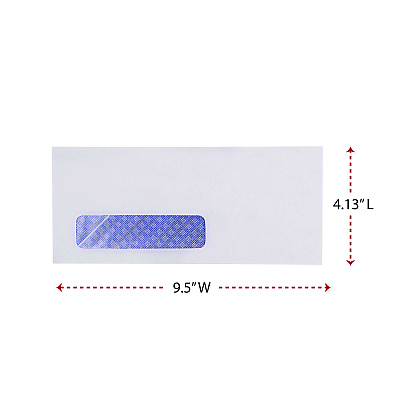 Universal Open-Side Security Tint Business Envelope, 1 Window, #10, Commercial Flap, Gummed Closure, 4.13 x 9.5, White, 500/Box (UNV35203)