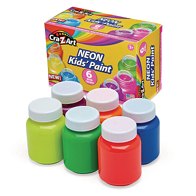 Cra-Z-Art Neon Washable Kids' Paint, 6 Assorted Neon Colors, 2 oz Bottle, 6/Pack (CZA106466)