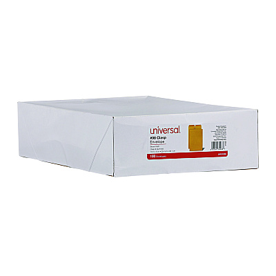 Universal Kraft Clasp Envelope, #98, Square Flap, Clasp/Gummed Closure, 10 x 15, Brown Kraft, 100/Box (UNV35268)