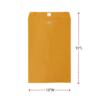 Universal Kraft Clasp Envelope, #98, Square Flap, Clasp/Gummed Closure, 10 x 15, Brown Kraft, 100/Box (UNV35268)