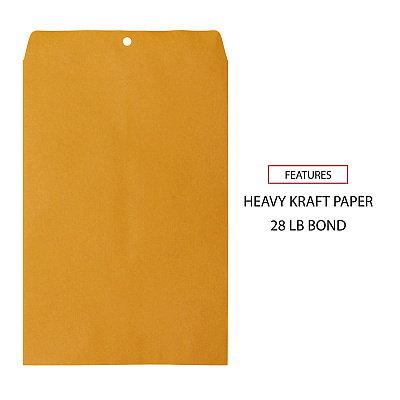 Universal Kraft Clasp Envelope, #98, Square Flap, Clasp/Gummed Closure, 10 x 15, Brown Kraft, 100/Box (UNV35268)