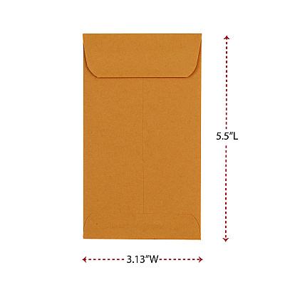 Universal Kraft Coin Envelope, #5 1/2, Round Flap, Gummed Closure, 3.13 x 5.5, Light Brown Kraft, 500/Box (UNV35302)