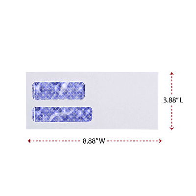 Universal Double Window Business Envelope, #9, Commercial Flap, Gummed Closure, 3.88 x 8.88, White, 500/Box (UNV36301)