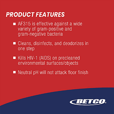 Betco AF315 Disinfectant Cleaner, Citrus Floral Scent, 55 gal Drum (BET3155500)