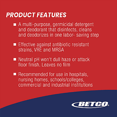 Betco pH7Q Neutral Disinfectant, Pleasant Lemon Scent, 5 gal Pail (BET3160500)