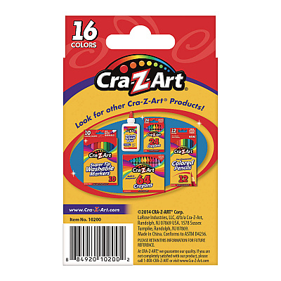 Cra-Z-Art Crayons, 16 Assorted Colors, 16/Set (CZA10200WM40)