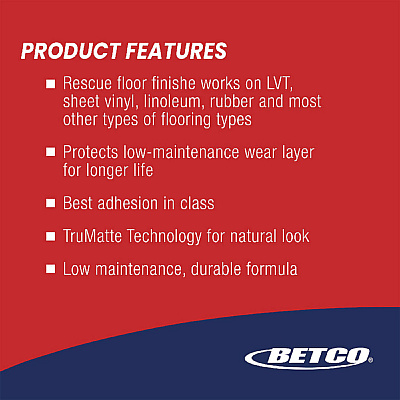 Betco Rescue TruMatte Floor Finish, 1 gal Bottle, 4/Carton (BET16820400)